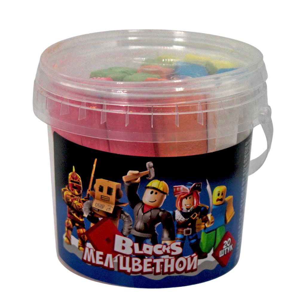 Мел цветной асфальт. 20шт. "Blocks", в ведерке