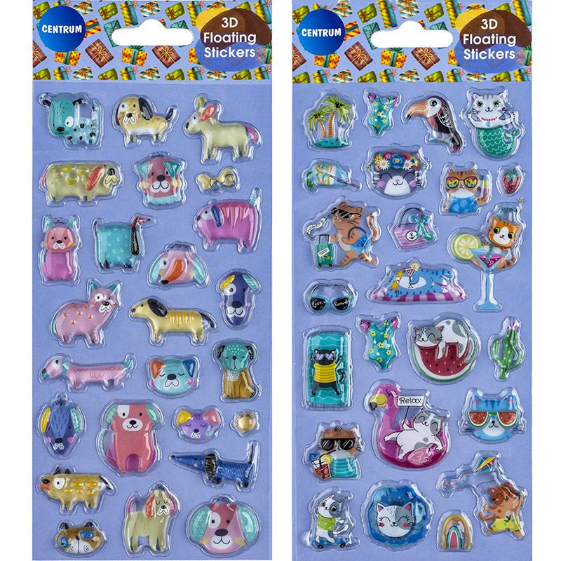 Наклейки декоративные объемные 17,8*9см "Кошки и собаки"