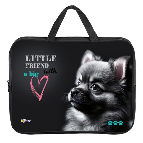 Папка А4 (350*265*45) с ручками, молния, ткань "Маленький друг"