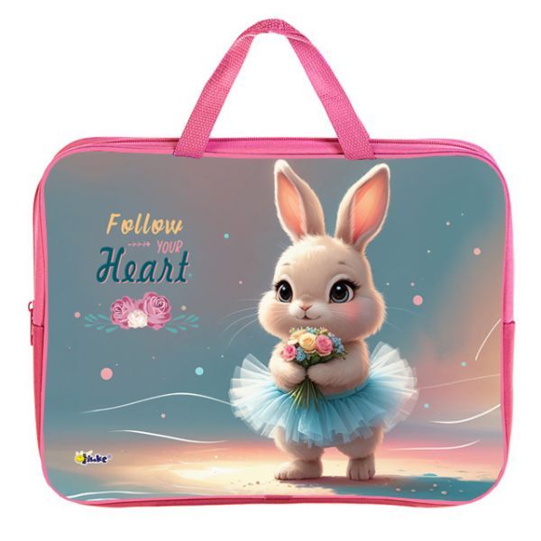 Папка А4 (350*265*45) с ручками, молния, ткань "Милый зайчик"