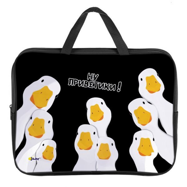 Папка А4 (350*265*80) с ручками, молния, ткань "Гуси"