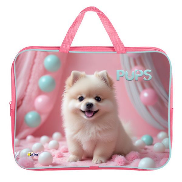 Папка А4 (350*265*80) с ручками, молния, ткань "Забавный шпиц"