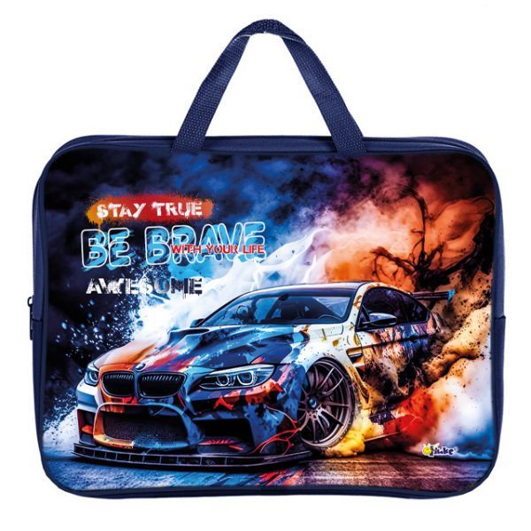 Папка А4 (350*265*80) с ручками, молния, ткань "Ночной дрифт"