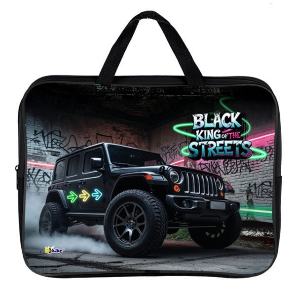 Папка А4 (350*265*80) с ручками, молния, ткань "Чёрный джип"