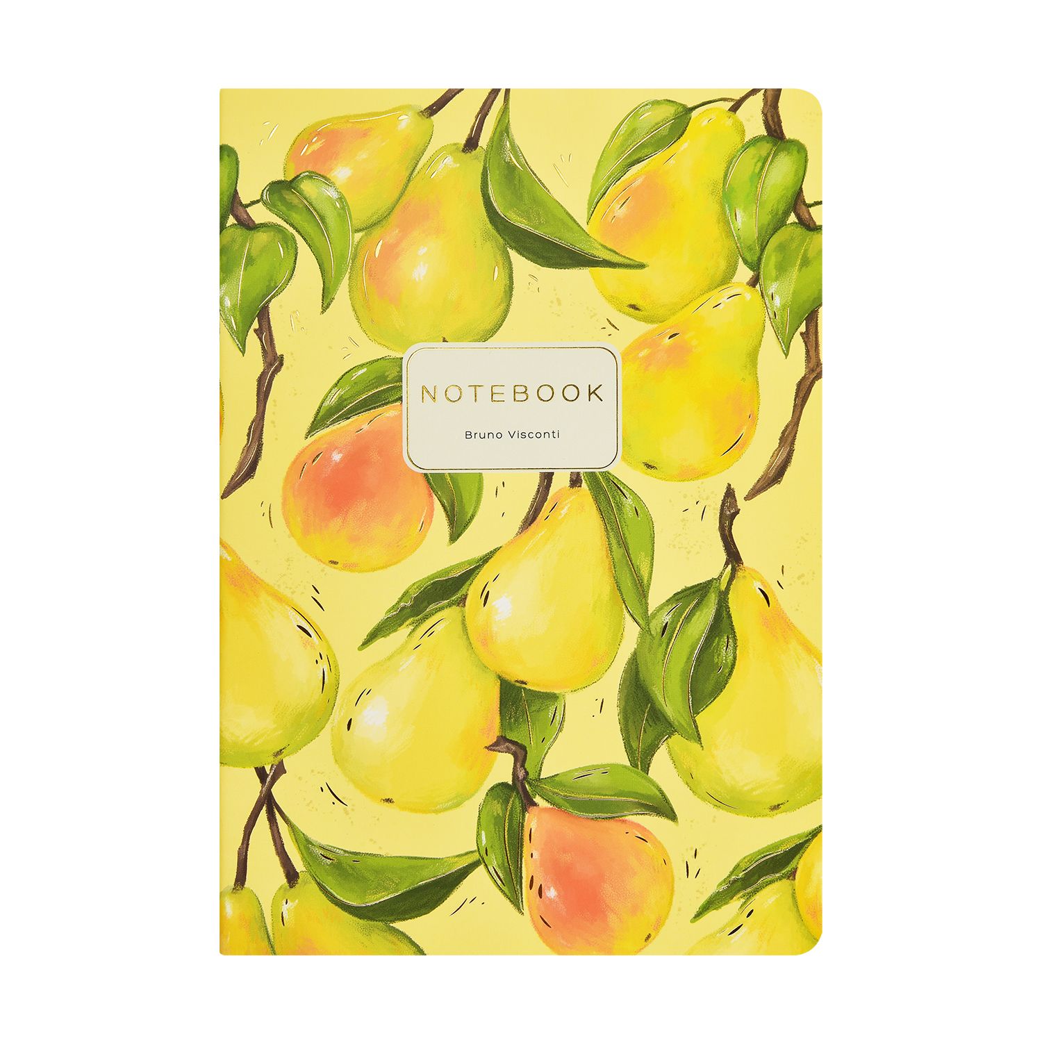 Записная книжка А5  40л. картон, сшивка "Flora. Paradise. Груши" кл., софт-тач, фольга