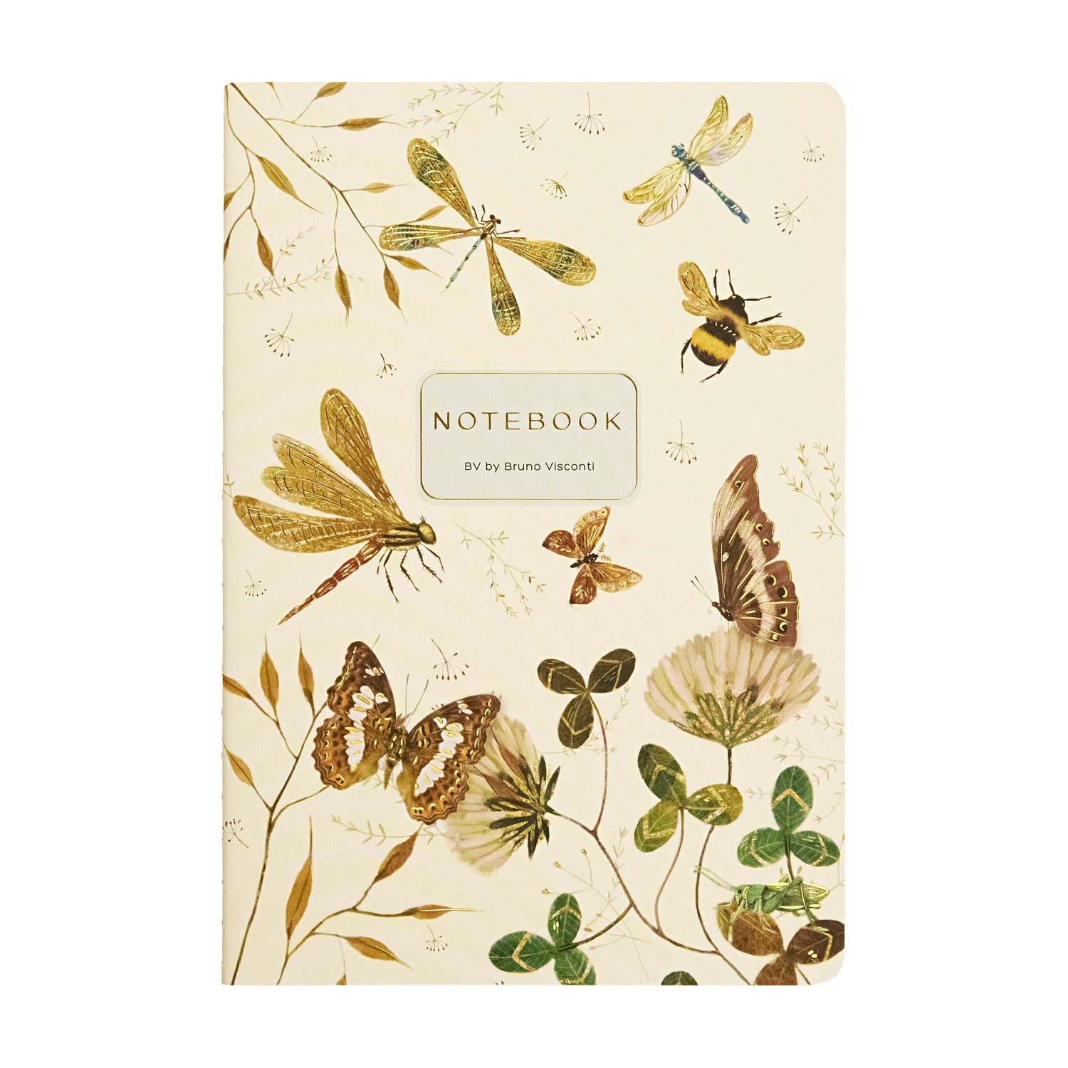 Записная книжка А5  40л. картон, сшивка "Fauna. Бабочки. Стрекозы" кл., софт-тач, фольга