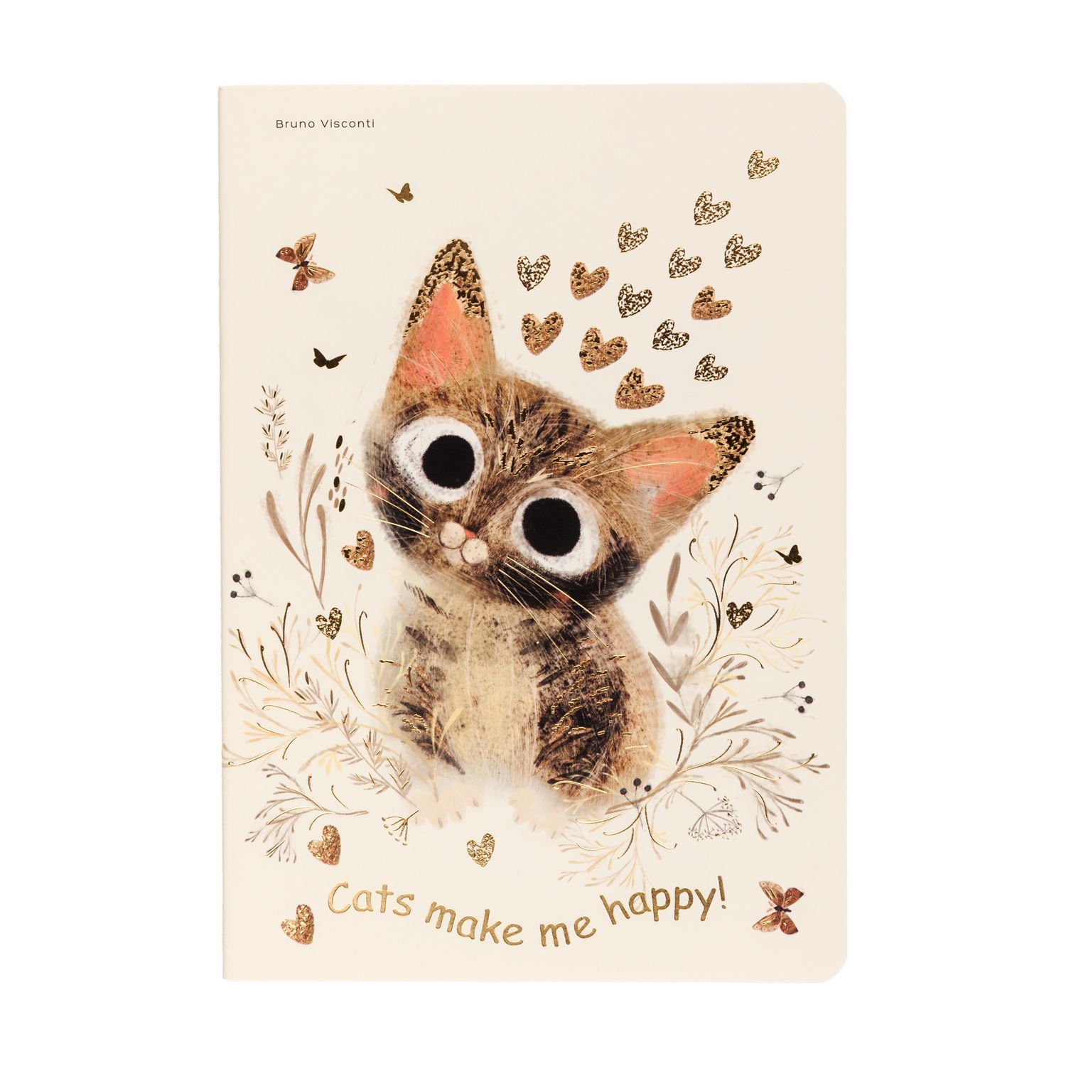 Записная книжка А5  40л. картон, сшивка "Love me. Милый котик" кл., софт-тач, фольга