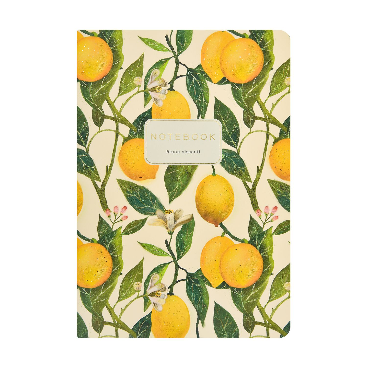 Записная книжка А5  40л. картон, сшивка "Flora. Paradise. Lemons" кл., софт-тач, фольга