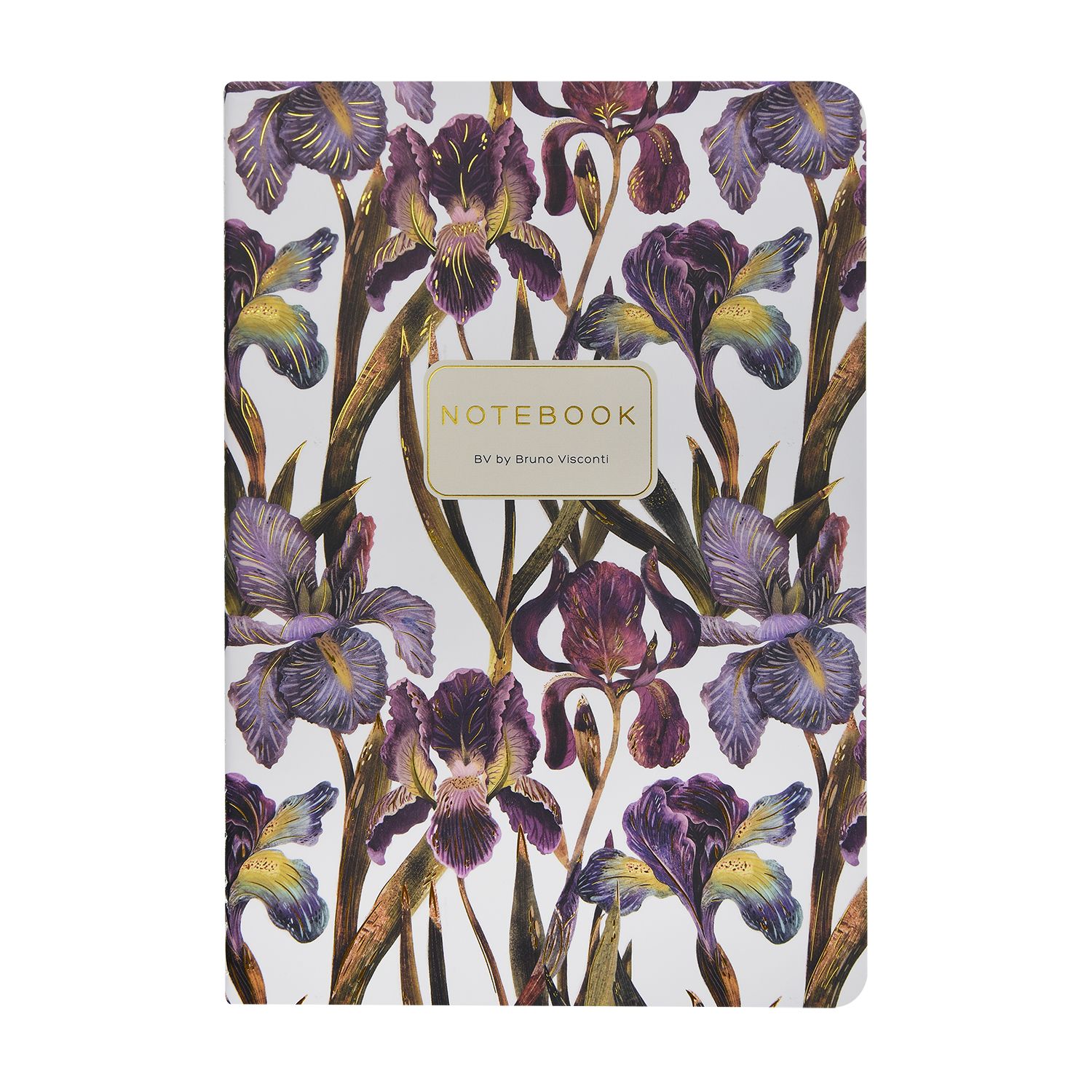 Записная книжка А5  40л. картон, сшивка "Flora. Ирисы" лин., софт-тач, фольга