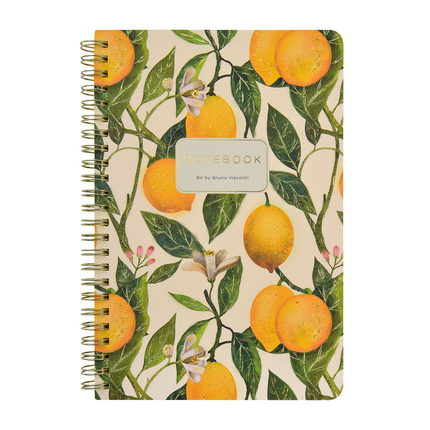 Записная книжка А5  60л. картон, гребень "Flora. Paradise. Lemons" кл., софт-тач, фольга