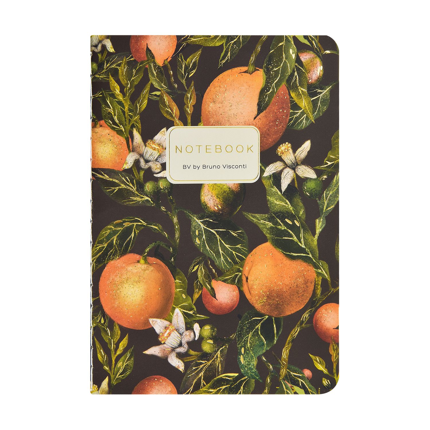 Записная книжка А6  32л. картон, сшивка "Flora. Paradise. Oranges" лин., софт-тач, фольга