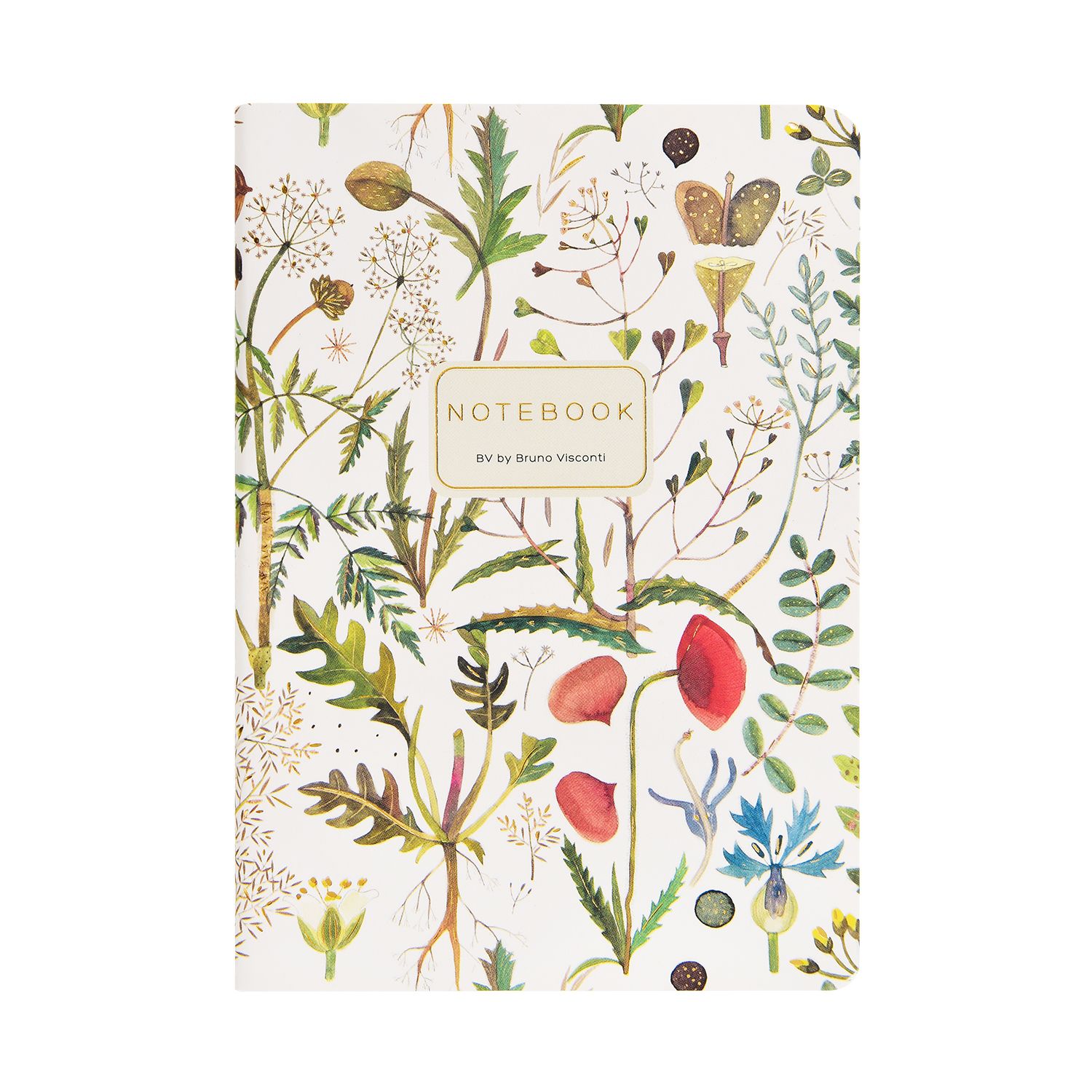 Записная книжка А6-  32л. картон, сшивка "Flora. Луговые травы" кл., софт-тач, фольга