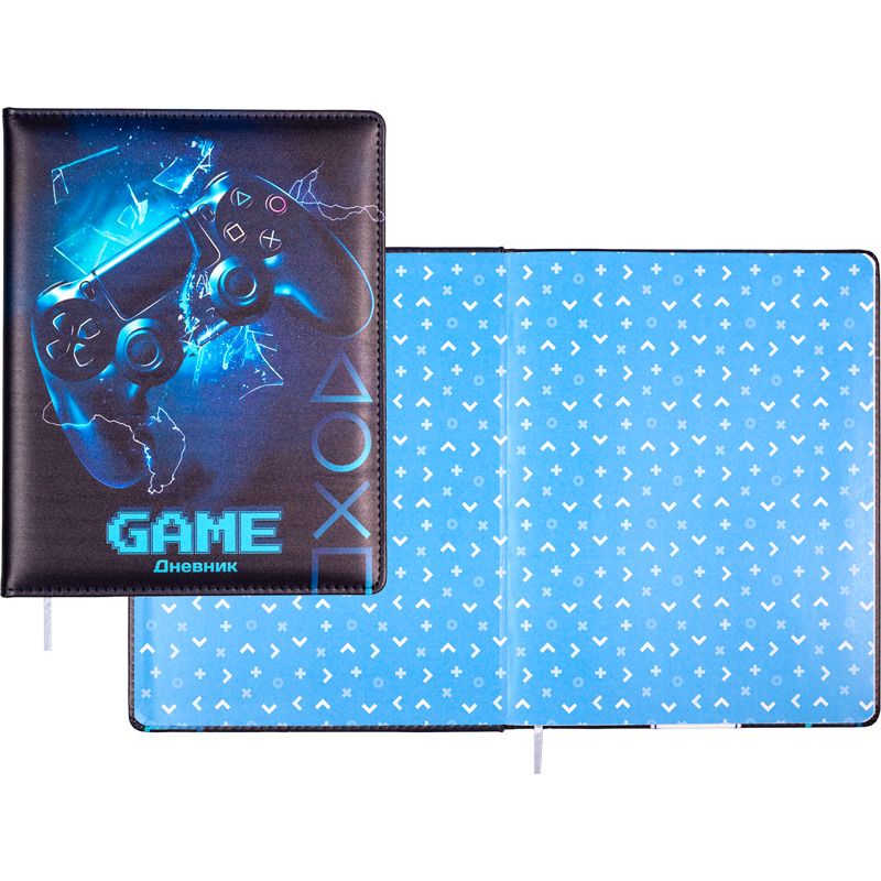 Дневник универсальн. обл. кожзам, тв.пер. "GAME" с поролоном, 48л,ляссе