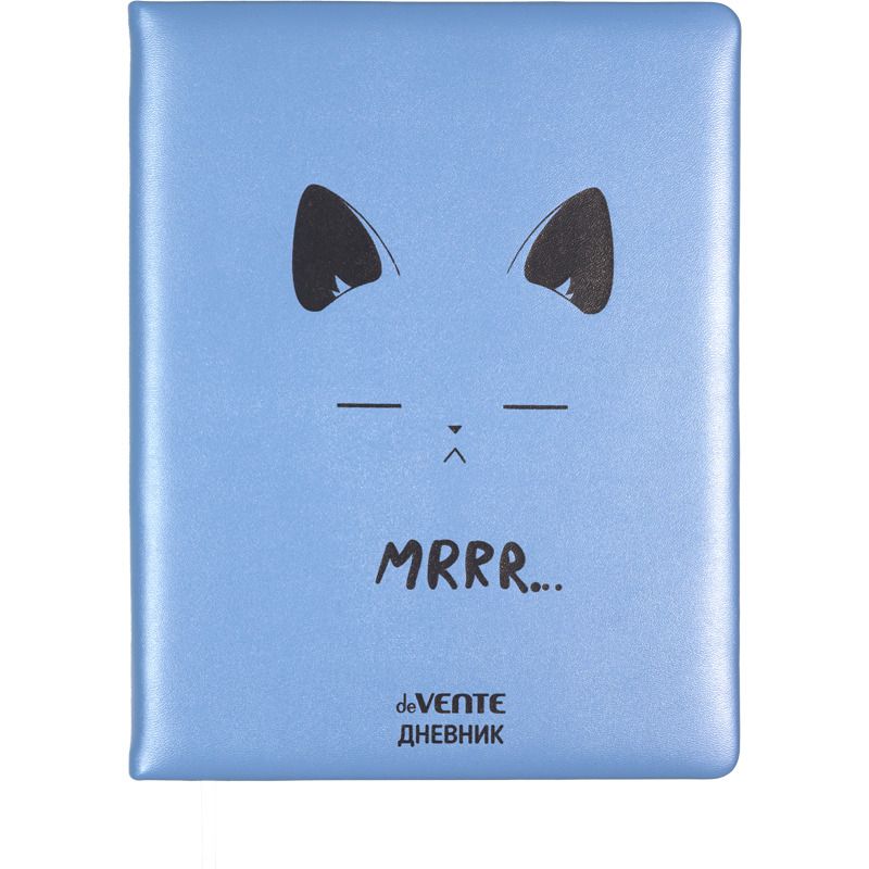 Дневник универсальн. обл. кожзам, тв.пер. "Mrrr…"  с поролоном, шелкография,48л, синий