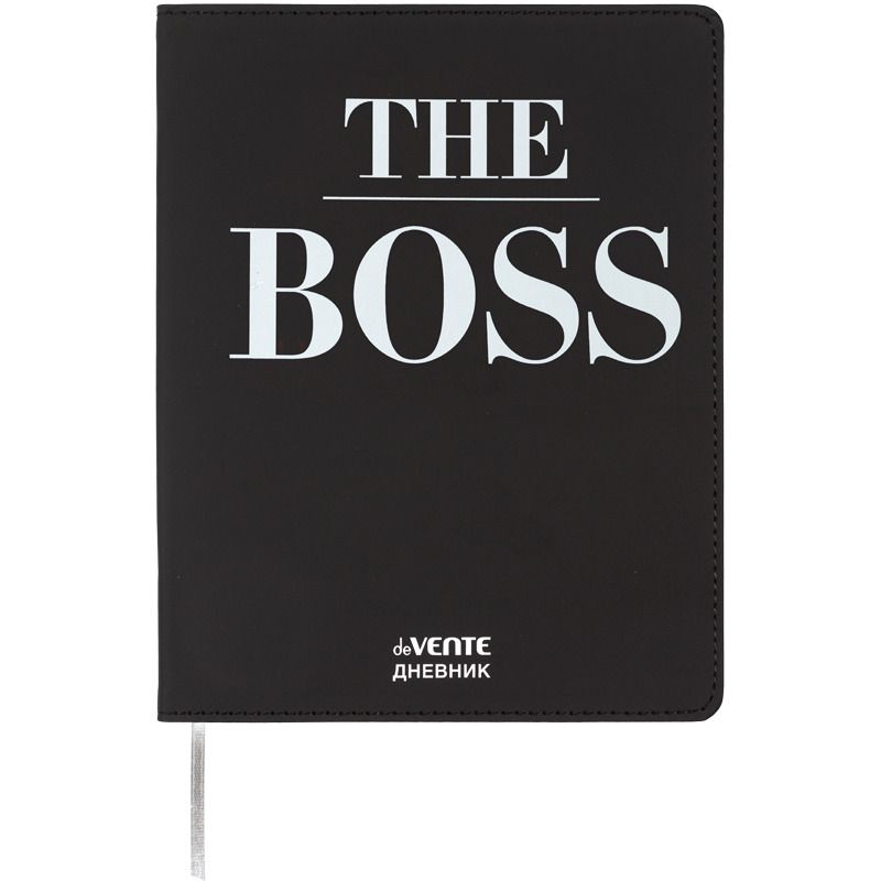 Дневник универсальн. обл. кожзам, интегр. "The BOSS", шелкография, 48л, ляссе