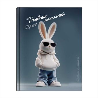 Дневник нач. шк. обл. 7БЦ "Крутой заяц" глянц.лам., тисн.цв.фольгой, 48л.