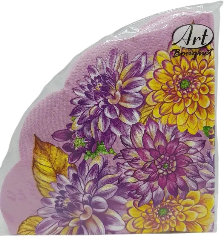 Салфетка Art Bouquet Rondo "Георгины" Ф32см, 12шт., 3-х слойная