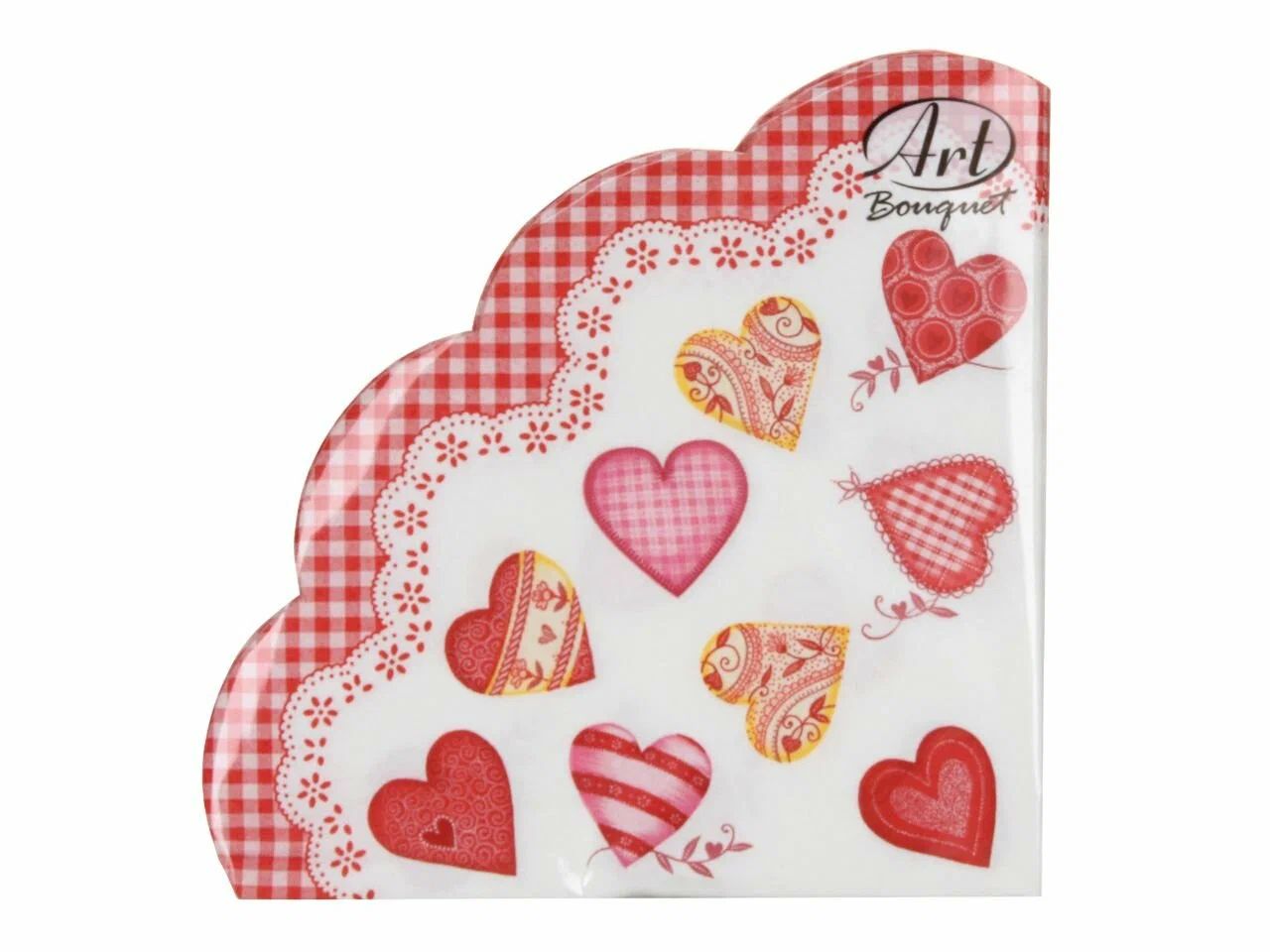 Салфетка Art Bouquet Rondo "Прекрасные сердца" Ф32см, 12шт., 3-х слойная