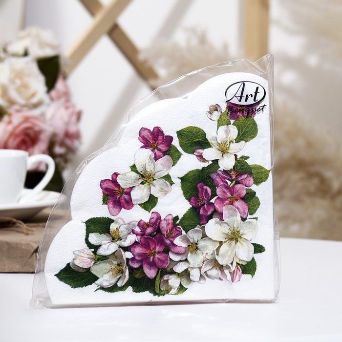 Салфетка Art Bouquet Rondo "Яблоневый цветок " Ф32см, 12шт., 3-х слойная