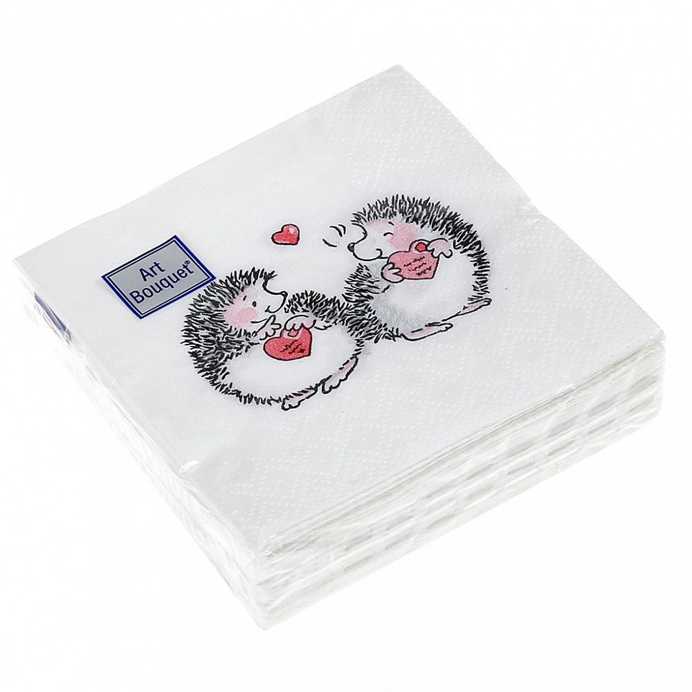 Салфетка Art Bouquet "Ёжики" 20*20см, 30шт., 2-х слойная