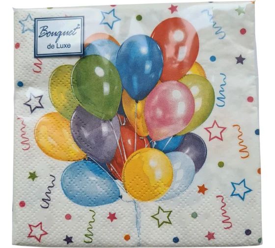 Салфетка Bouquet de Luxe "Веселый праздник" 24*24см, 25шт., 3-х слойная