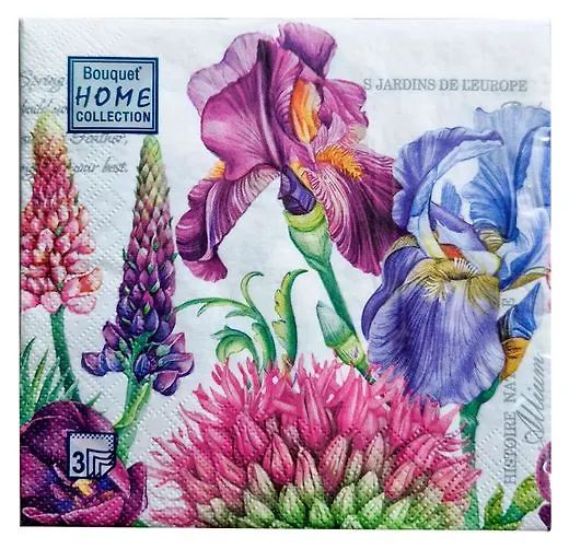 Салфетка Bouquet de Luxe "Декоративные ирисы" 24*24см, 25шт., 3-х слойная