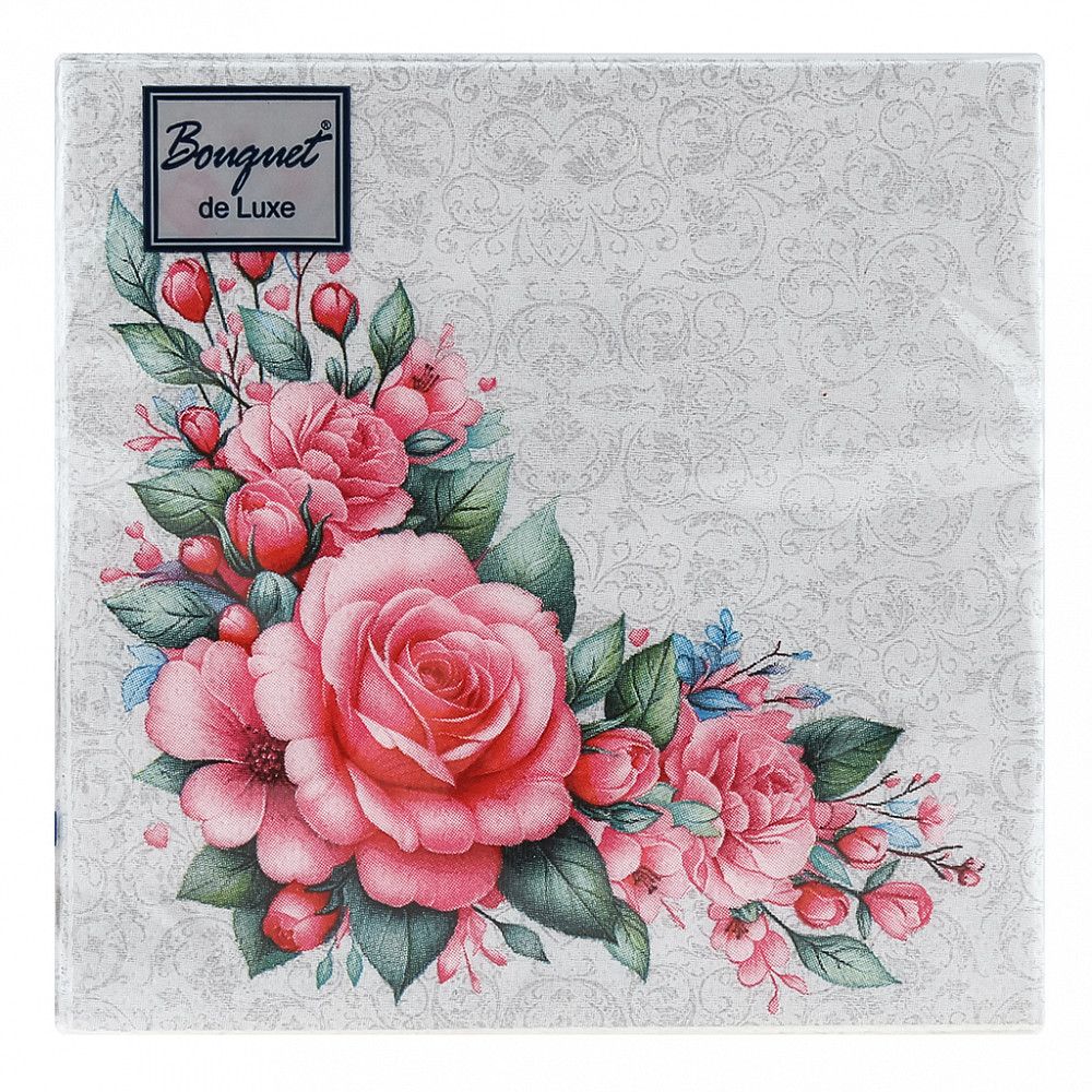 Салфетка Bouquet de Luxe "Дикая роза" 24*24см, 25шт., 3-х слойная
