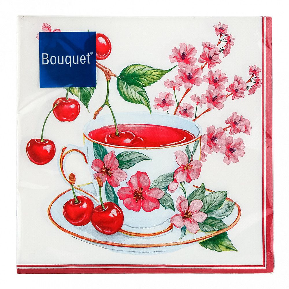 Салфетка Bouquet "Вишневый чай" 33*33см, 20шт., 3-х слойная