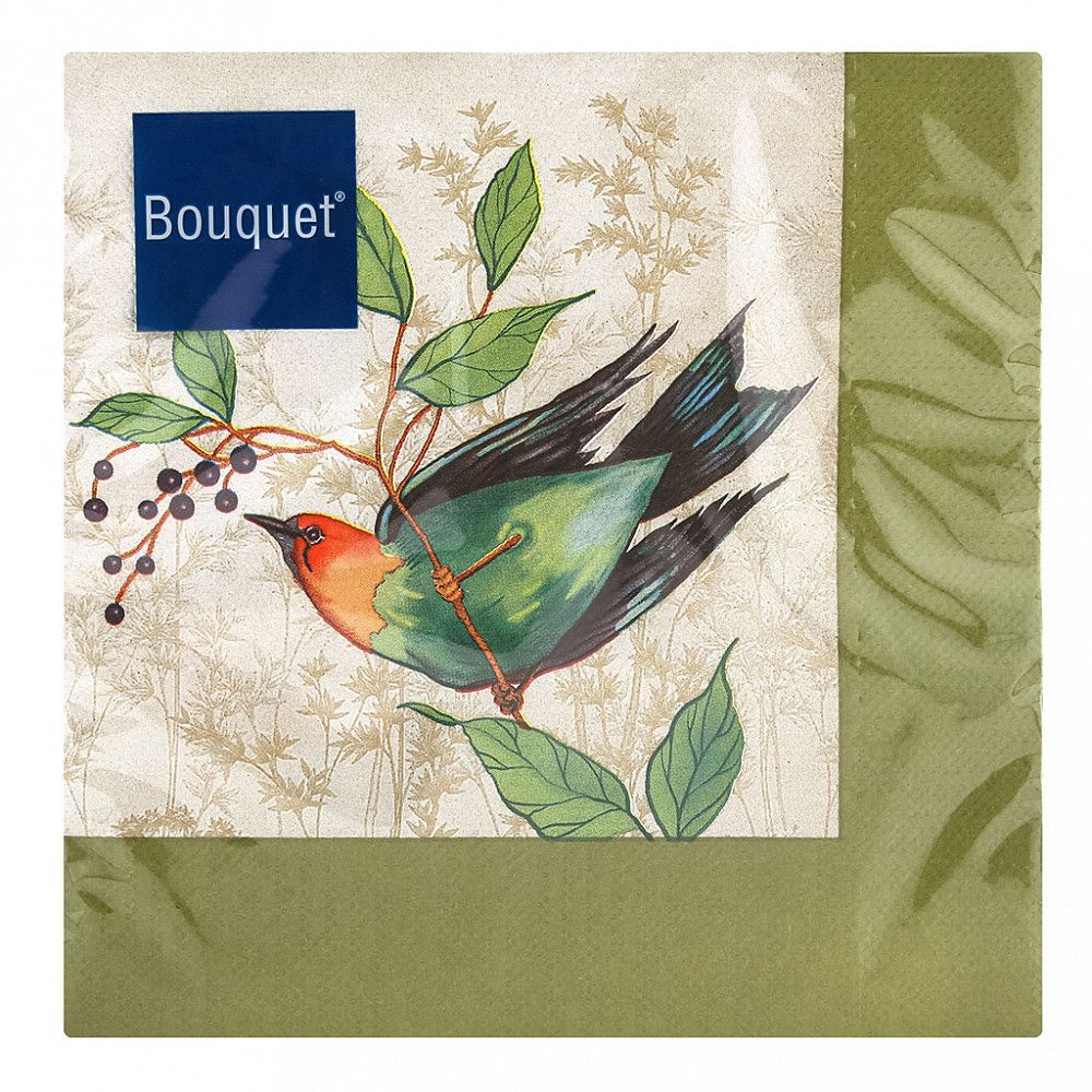 Салфетка Bouquet "Рисунок с птицами" 33*33см, 20шт., 3-х слойная