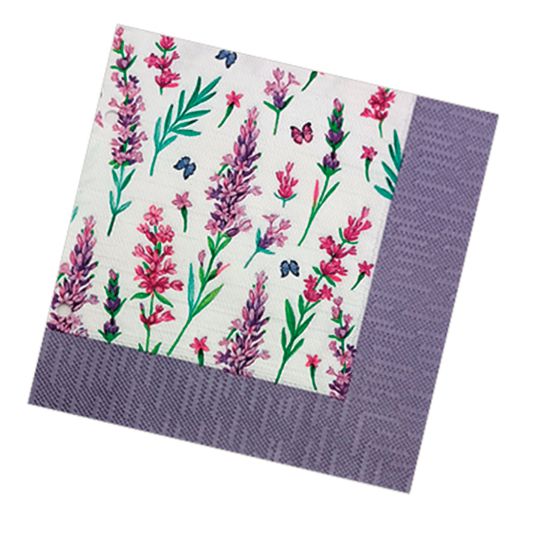Салфетка Bouquet "Скатерть с лавандой" 33*33см, 20шт., 3-х слойная