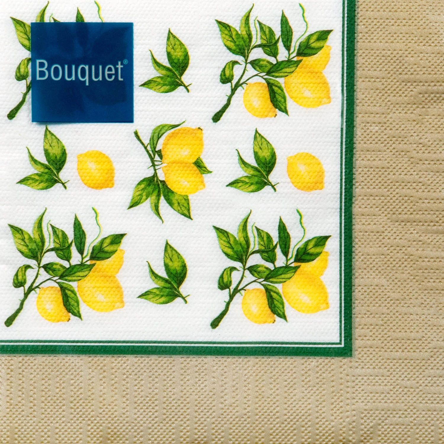 Салфетка Bouquet "Скатерть с лимонами" 33*33см, 20шт., 3-х слойная