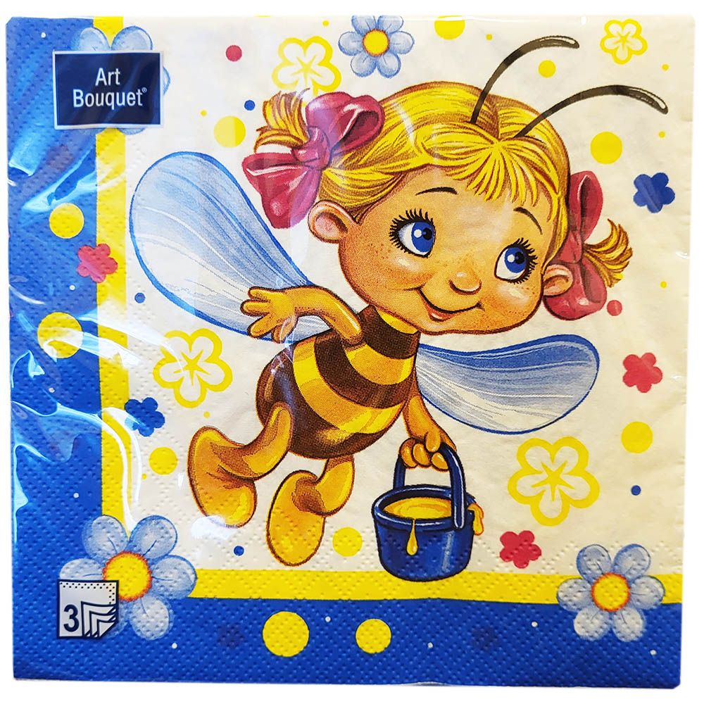 Салфетка Art Bouquet "Веселые пчелки" 33*33см, 20шт., 3-х слойная