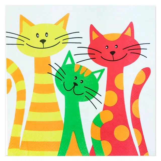 Салфетка Art Bouquet "Декоративные коты" 33*33см, 20шт., 3-х слойная