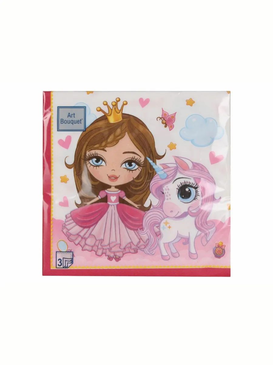Салфетка Art Bouquet "Милая принцесса" 33*33см, 20шт., 3-х слойная