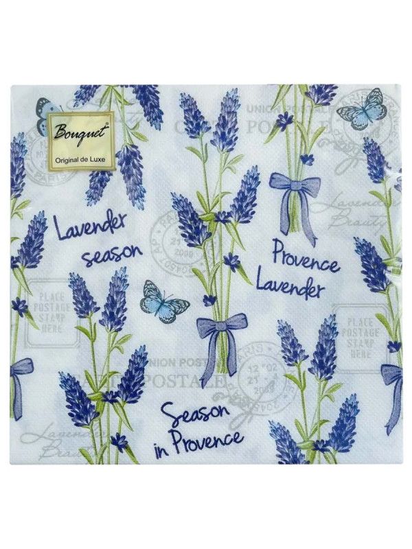 Салфетка Bouquet Home Collection Classic "Лаванда и бабочки" 33*33см, 20шт., 3-х слойная