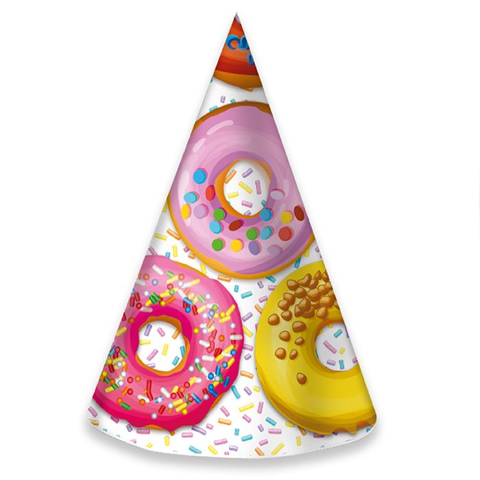 Колпак карнавальный "Пончики" 18см,  6 шт/уп