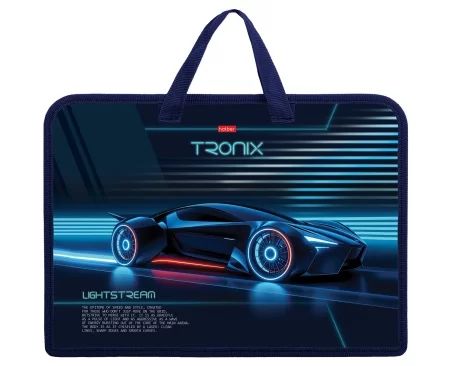 Папка А4 (340*245*35) с ручками, молния, пластик "TRONIX"