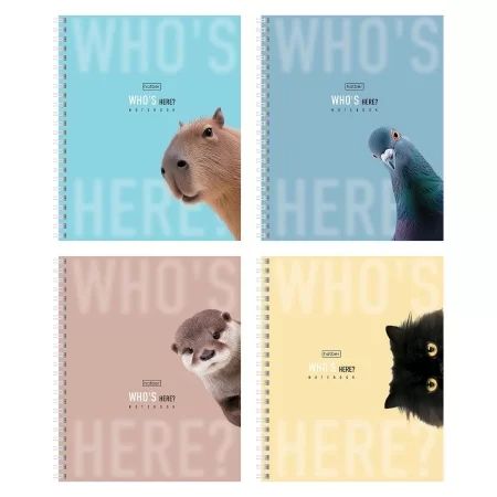 Тетрадь А5  48л кл. гребень Hatber "Кто здесь?" софт-тач, перф.на отрыв, 4диз.в блоке