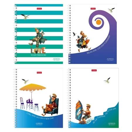 Тетрадь А5  48л кл. гребень Hatber "Морская душа" тисн., перф.на отрыв, 4диз.в блоке