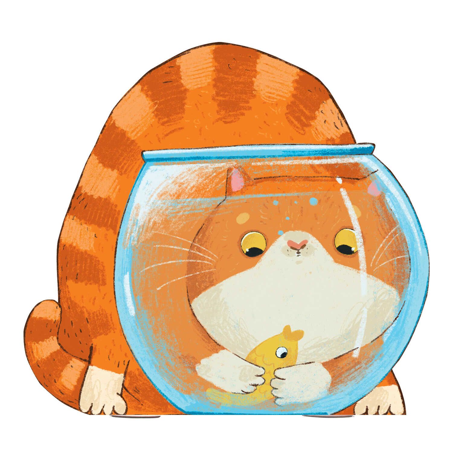 Блокнот 130*120мм  32л скоба "Кот и аквариум" диз.блок, мат.лам., фигур.выруб.