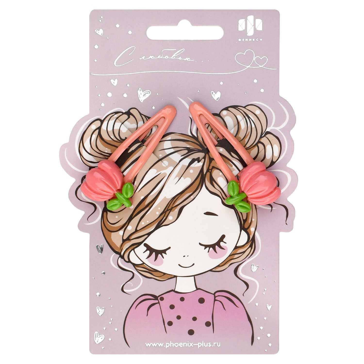 Набор заколок для волос "Феникс+. Цветочки" 2шт., 5,3см