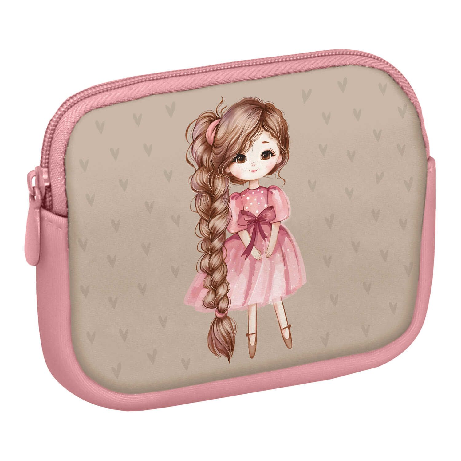 Кошелек для банкнот и монет Феникс+ "Девочка с косой" 12,5*9,5*1,8см, ткань, молния