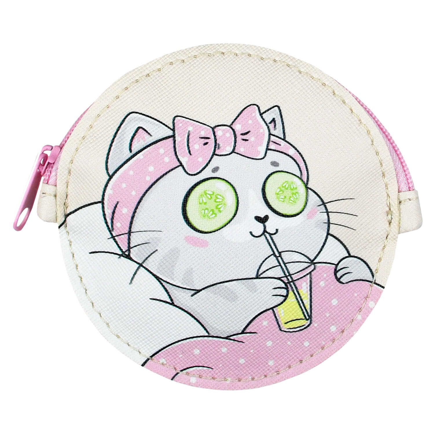 Кошелек для банкнот и монет Феникс+ "Релакс для кошечки" 9*9см, кожзам, молния