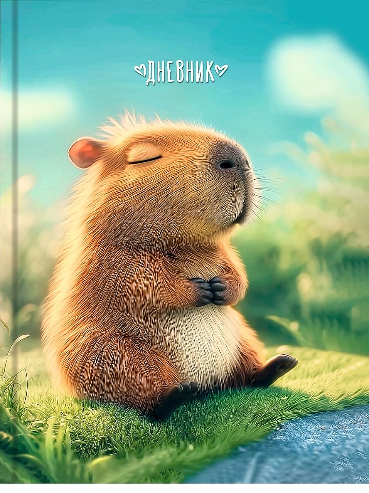 Дневник универсальн. обл. 7БЦ "Умиротворённая капибара" глянц.лам., 40л. + (наклейки)