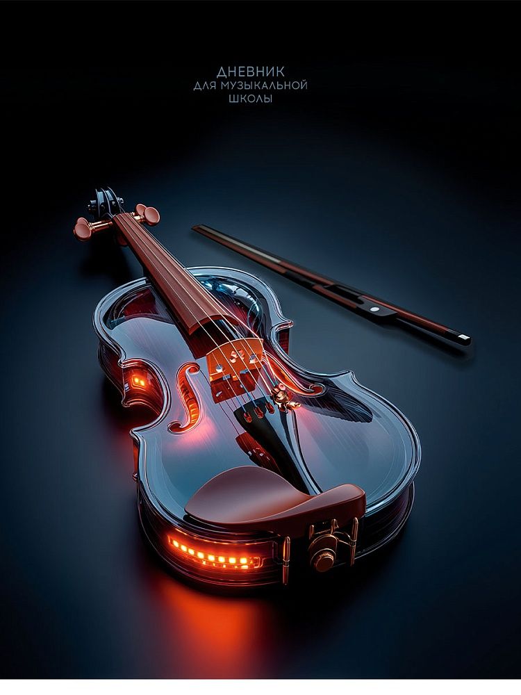 Дневник для музыкальной школы обл.картон скоба "Светящаяся скрипка" 48л.