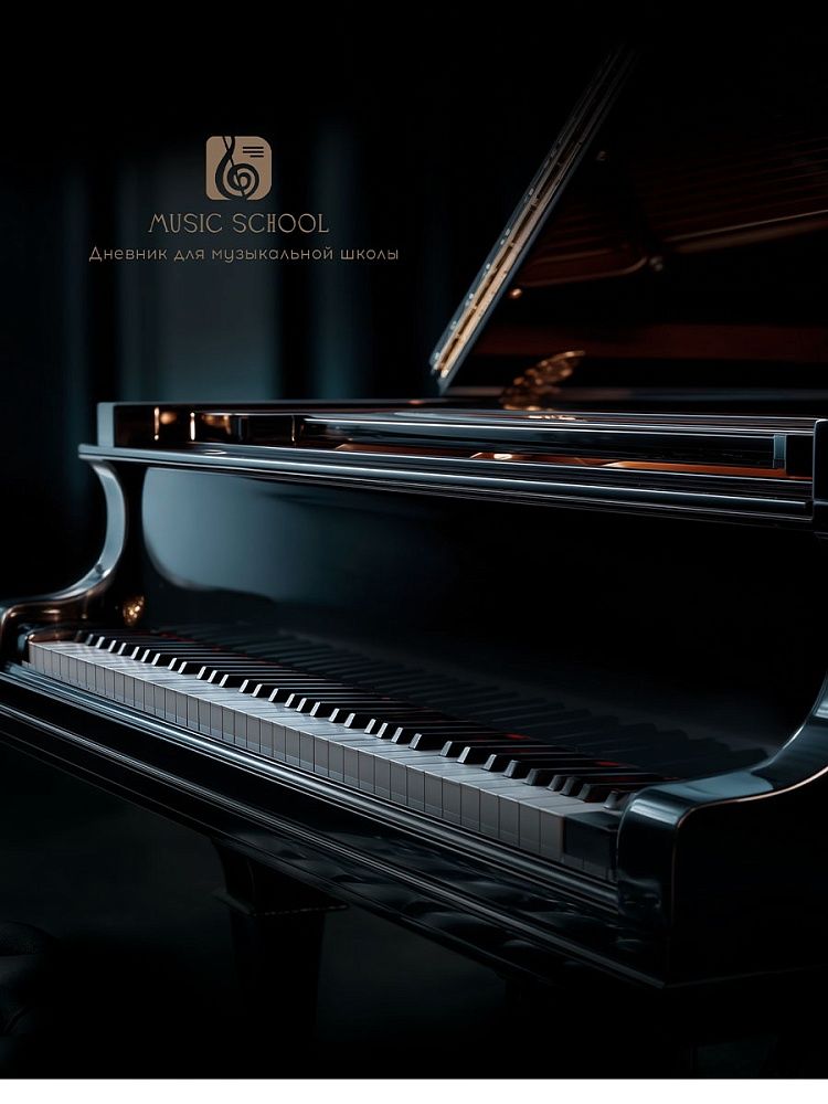 Дневник для музыкальной школы обл.картон скоба "Чёрный рояль - 1" 48л.