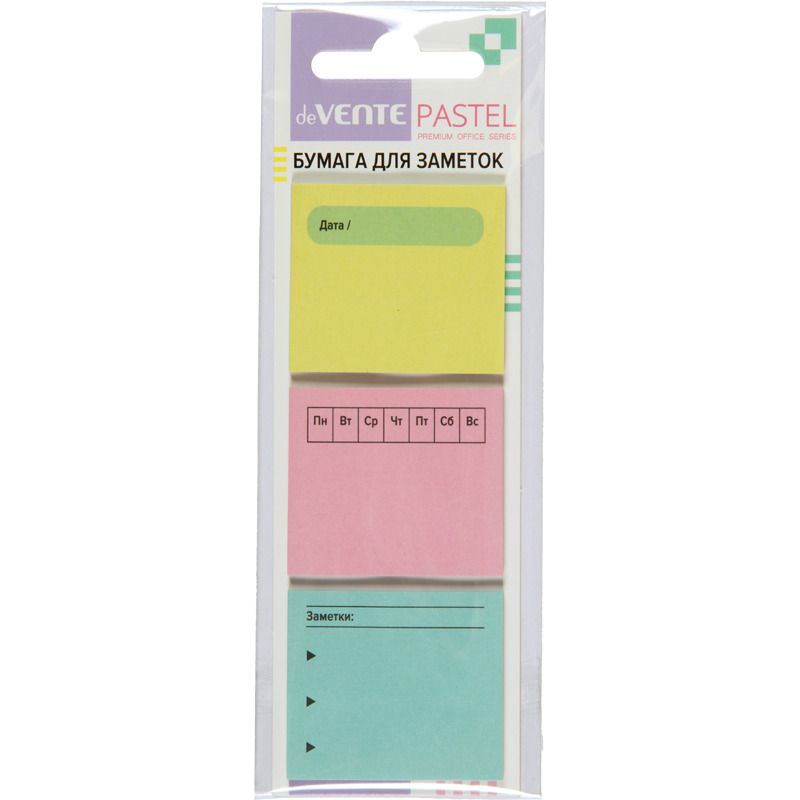 Бумага с липким краем  3*20л, планер "Pastel", 40*35мм