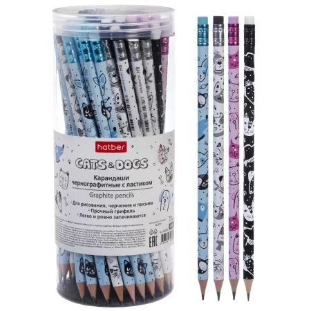 Карандаш ч/гр "Кошки и Собаки" НВ с ластиком