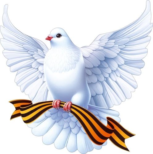 Украшение на скотче 20*19см "Голубь центральный с георгиевской лентой"