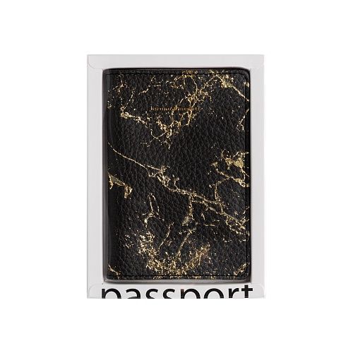Обложка для паспорта кожзам "Carrara. Black"